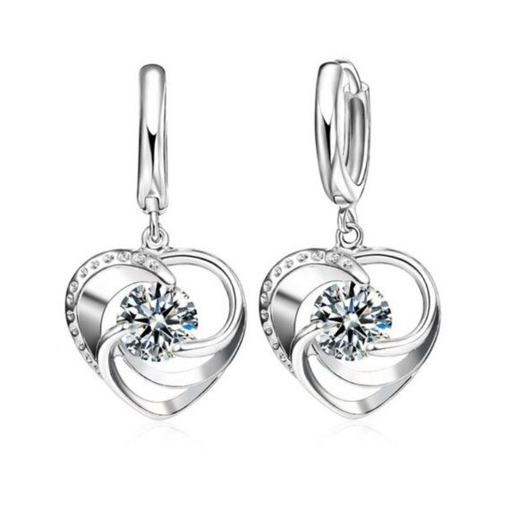 🌟 925 Sterling Silver Necklace And Earrings Set Heart Love Gift - Picture 2 of 3